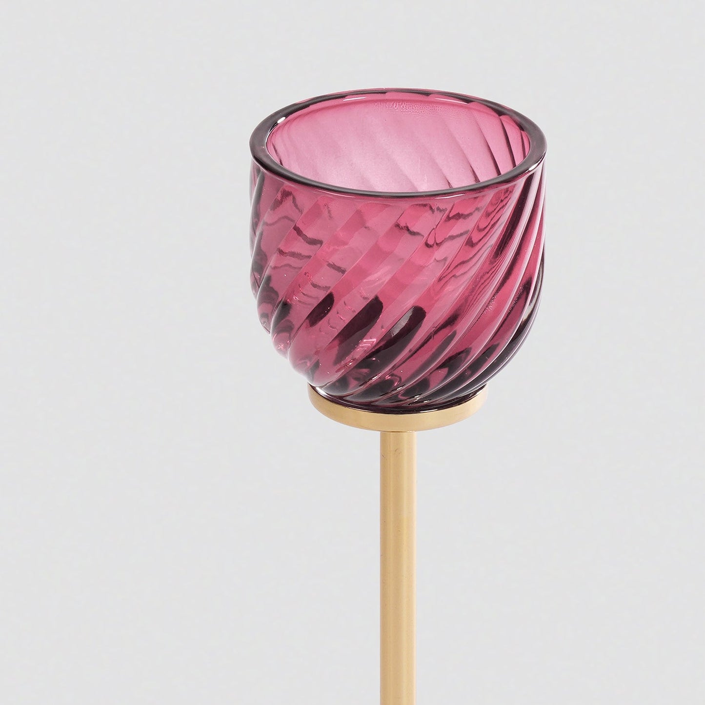 Dark Pink Swirl Texture Candle Holder with Stand - Large