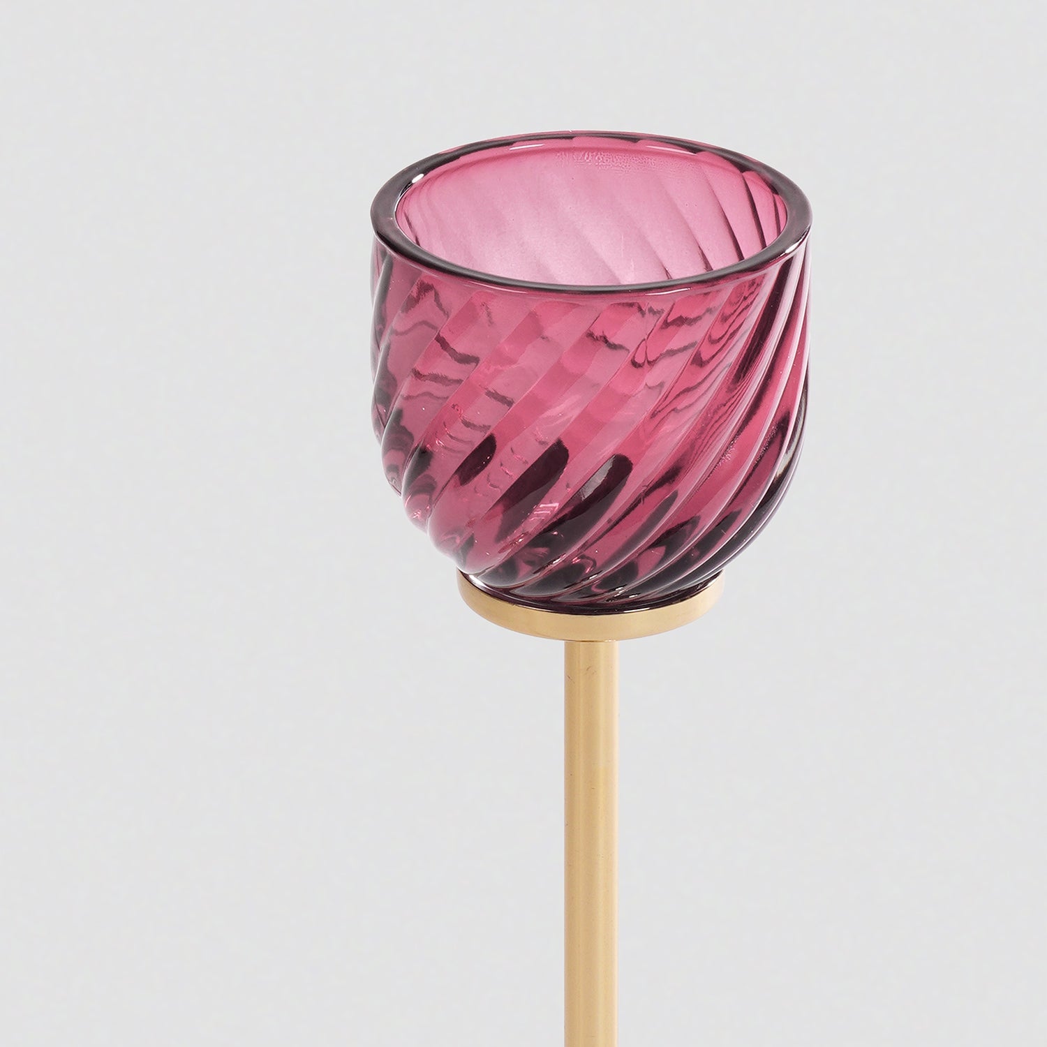 Dark Pink Swirl Texture Candle Holder with Stand - Large
