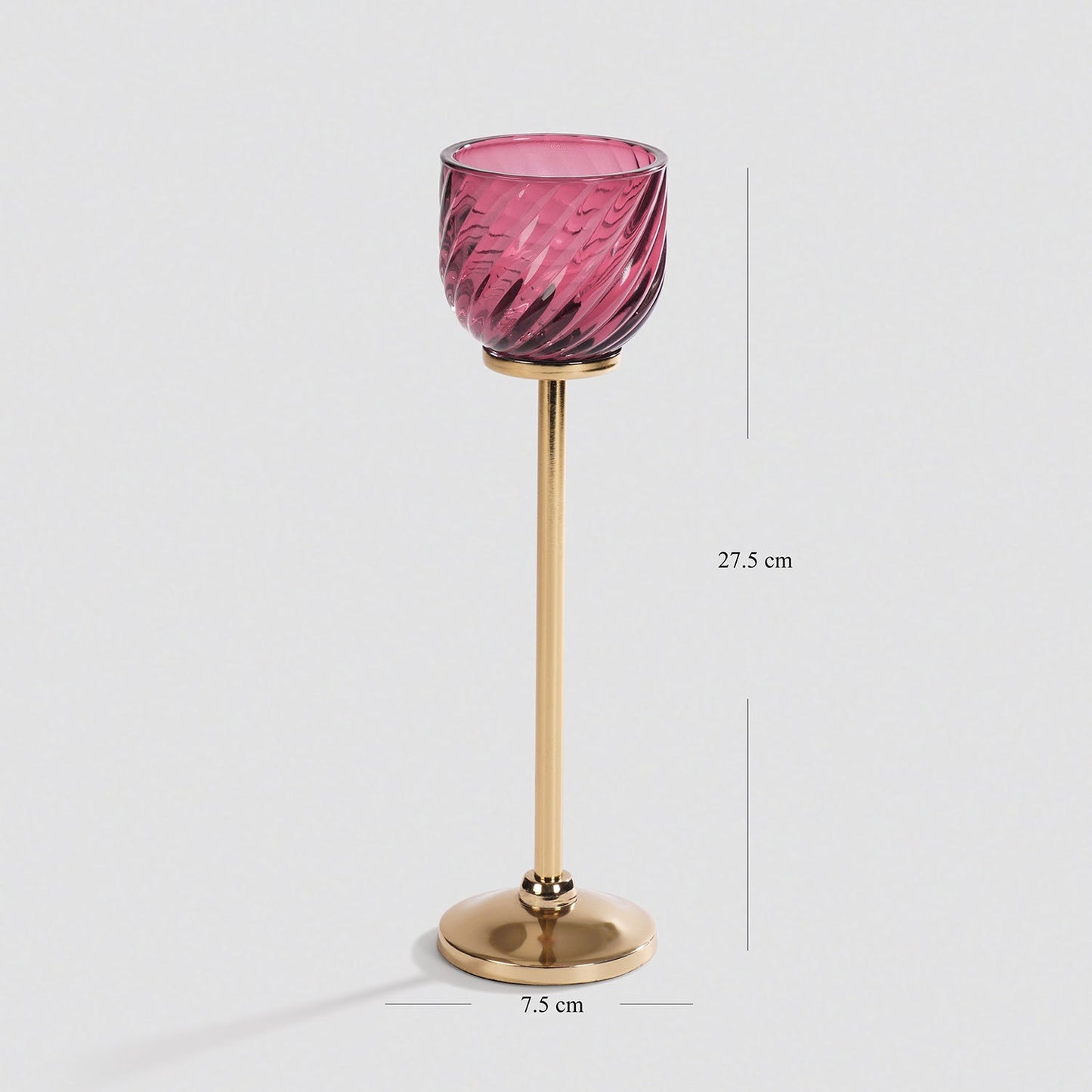 Dark Pink Swirl Texture Candle Holder with Stand - Large