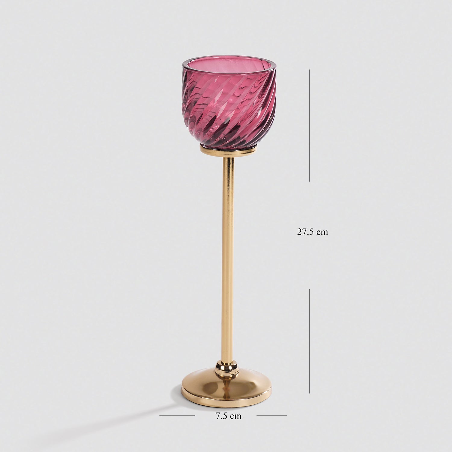 Dark Pink Swirl Texture Candle Holder with Stand - Large