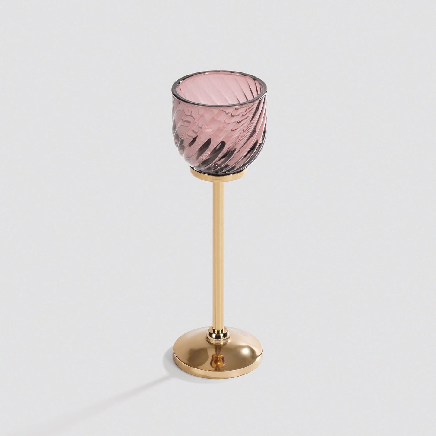 Light Pink Swirl Texture Candle Holder with Stand - Small