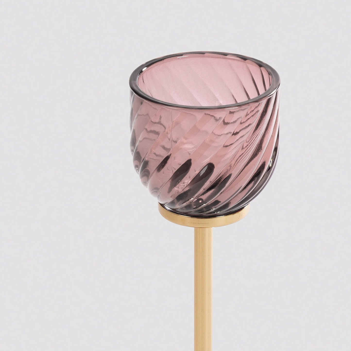 Light Pink Swirl Texture Candle Holder with Stand - Small