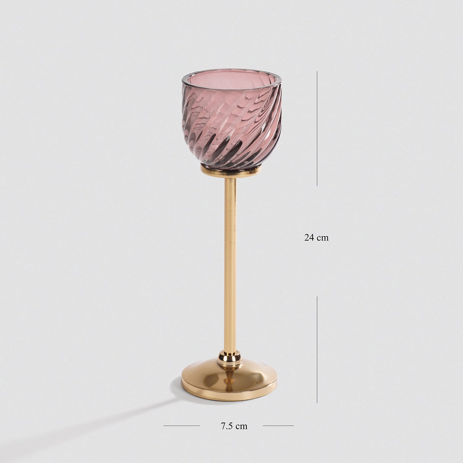 Light Pink Swirl Texture Candle Holder with Stand - Small