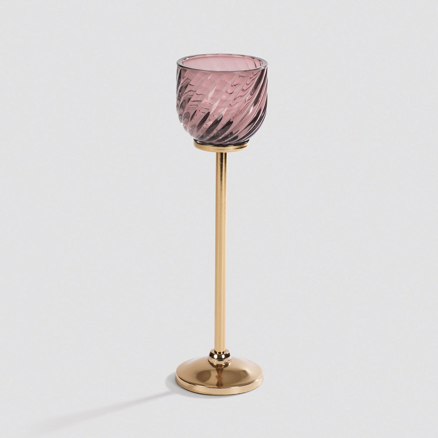Light Pink Swirl Texture Candle Holder with Stand - Large