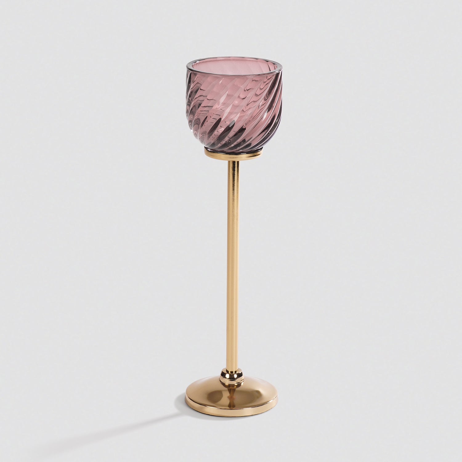 Light Pink Swirl Texture Candle Holder with Stand - Large