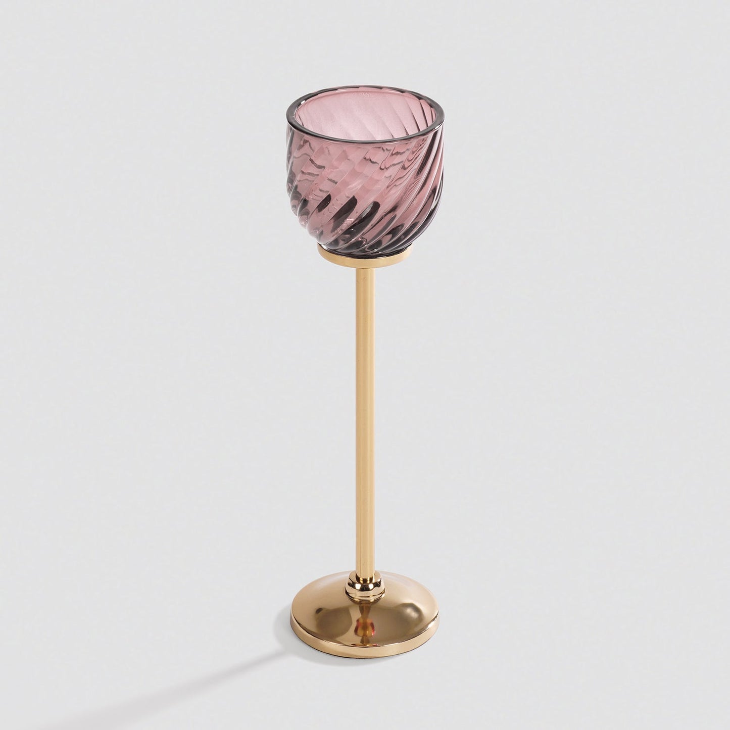 Light Pink Swirl Texture Candle Holder with Stand - Large