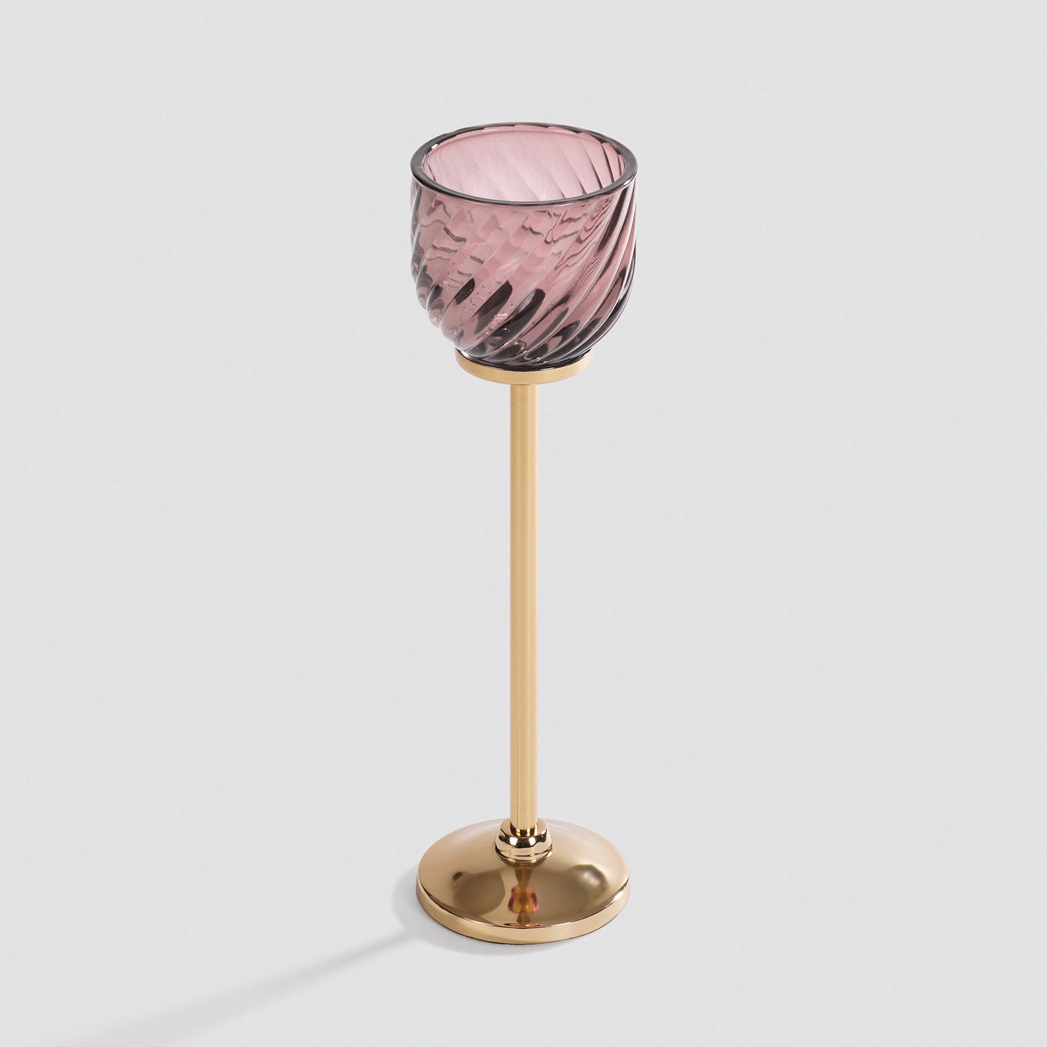Light Pink Swirl Texture Candle Holder with Stand - Large
