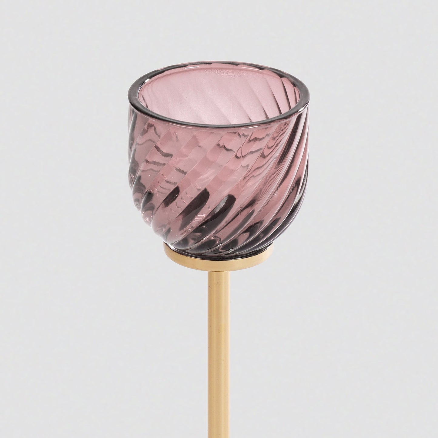 Light Pink Swirl Texture Candle Holder with Stand - Large