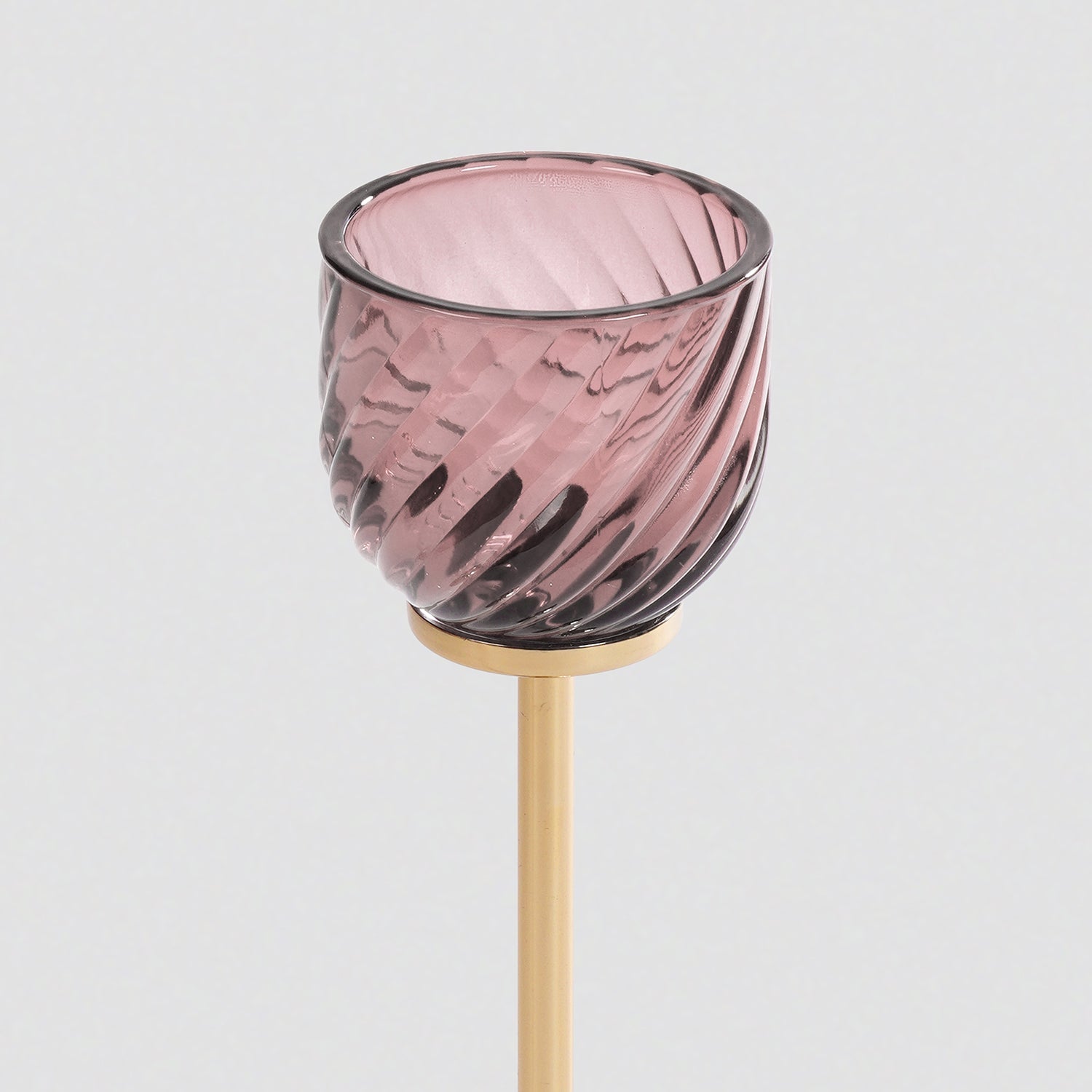 Light Pink Swirl Texture Candle Holder with Stand - Large