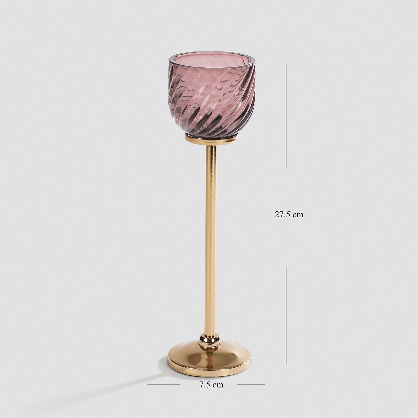 Light Pink Swirl Texture Candle Holder with Stand - Large