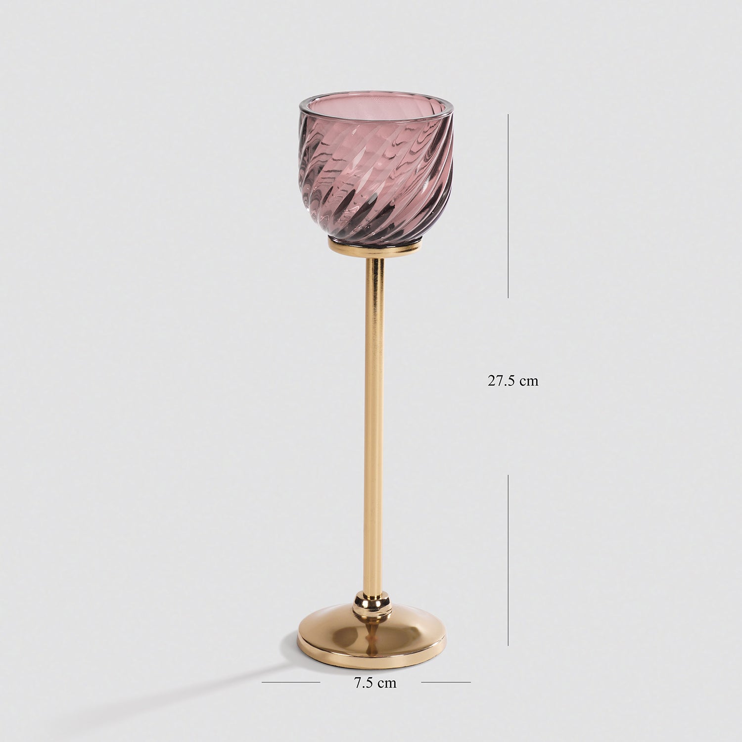 Light Pink Swirl Texture Candle Holder with Stand - Large