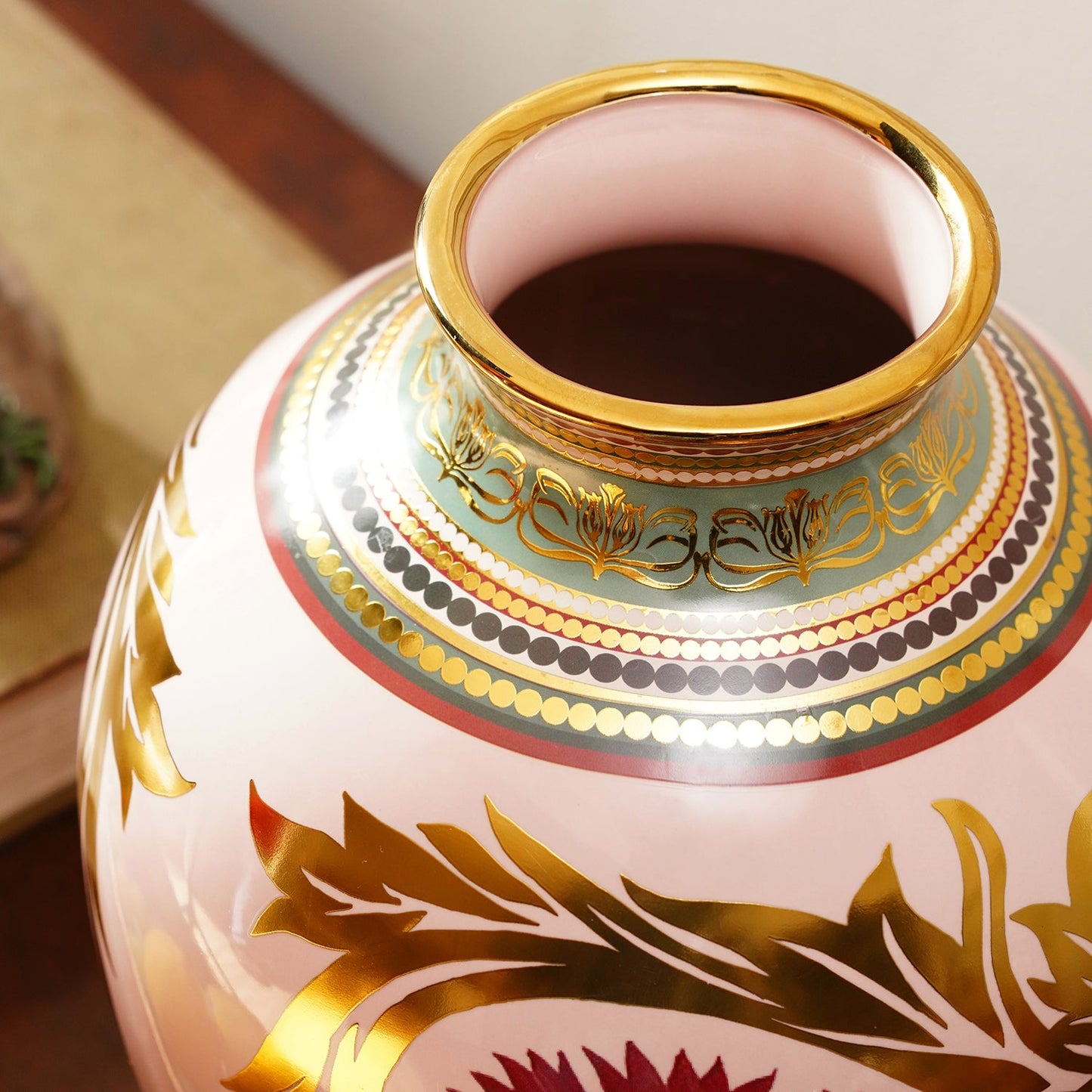 Pink Floral Motif Ceramic Vase