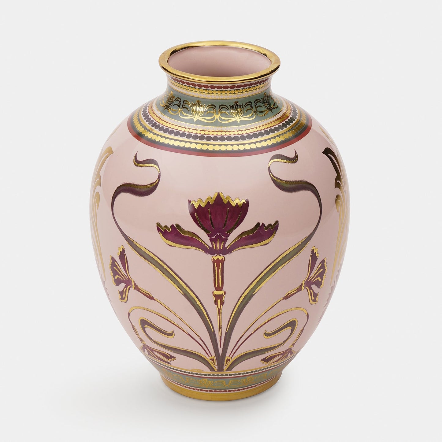Pink Floral Motif Ceramic Vase