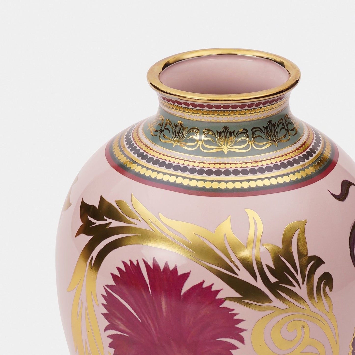 Pink Floral Motif Ceramic Vase