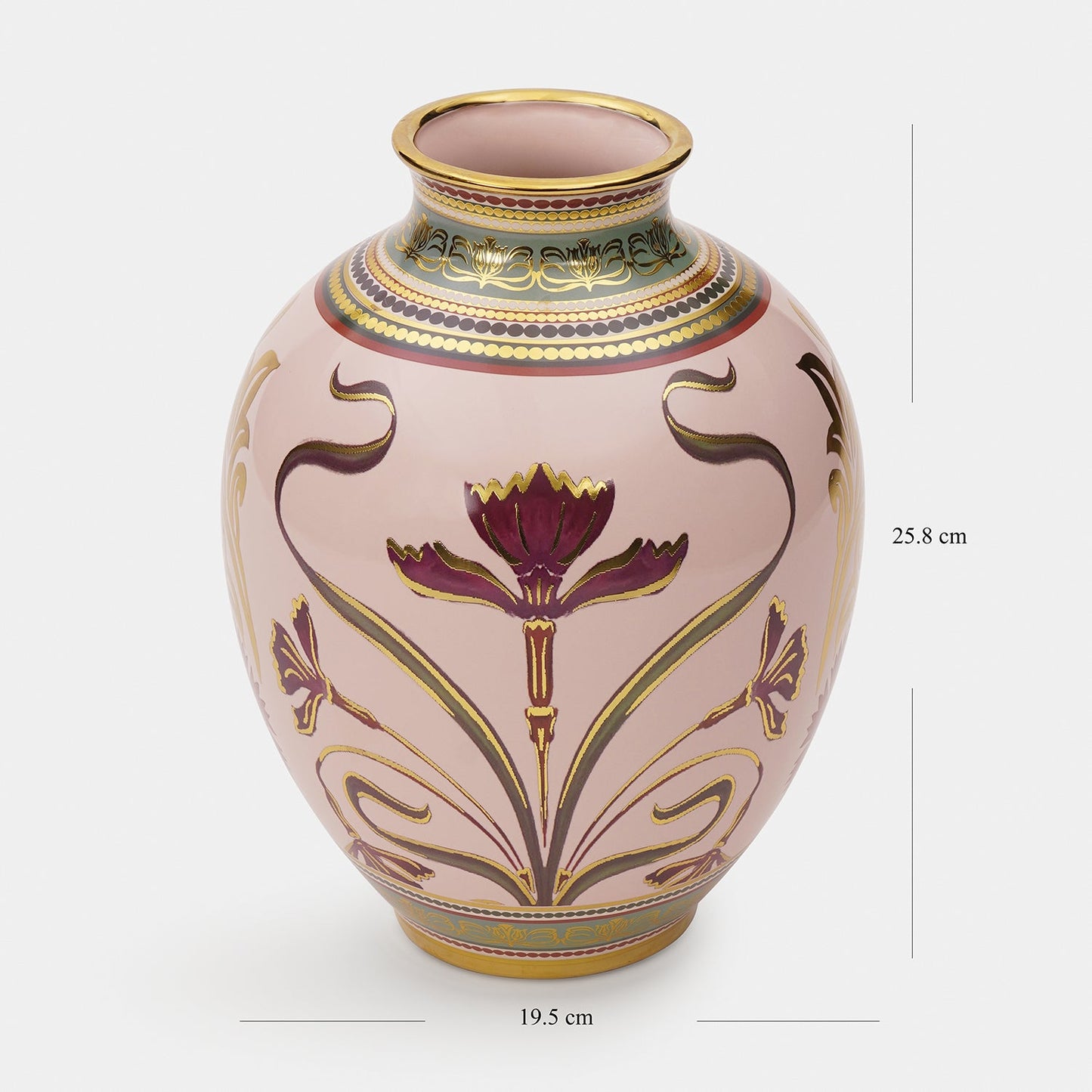 Pink Floral Motif Ceramic Vase