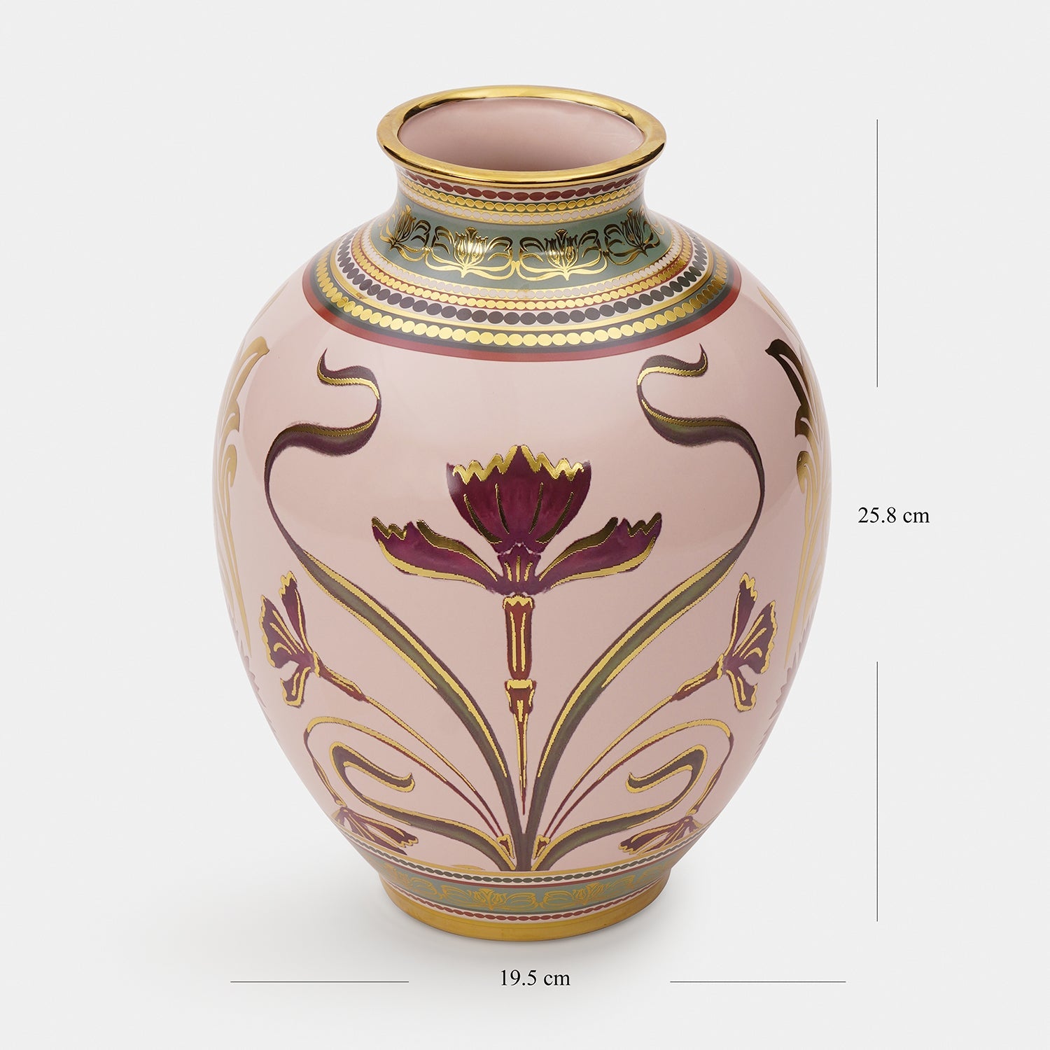 Pink Floral Motif Ceramic Vase