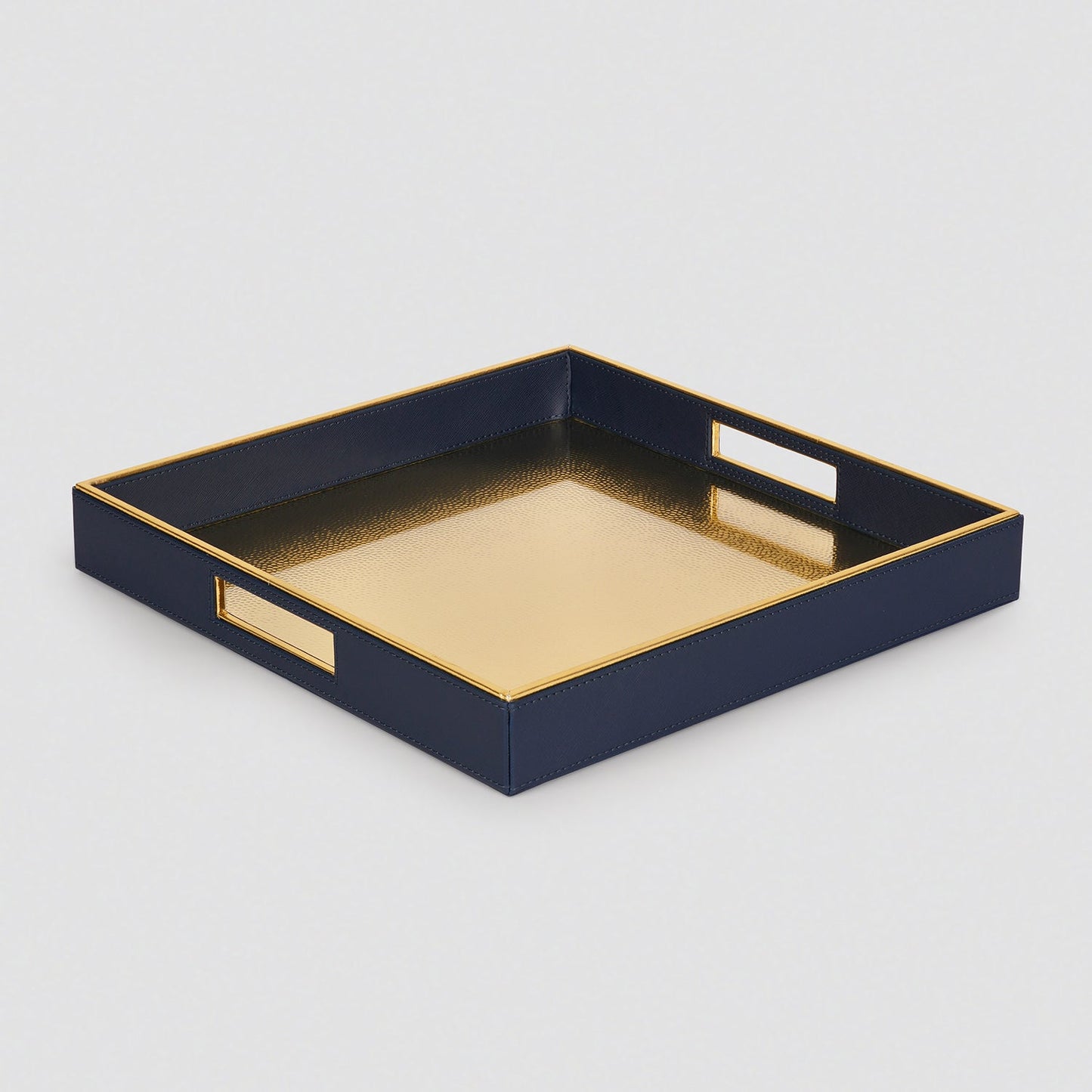 Navy Faux Leather Square Tray