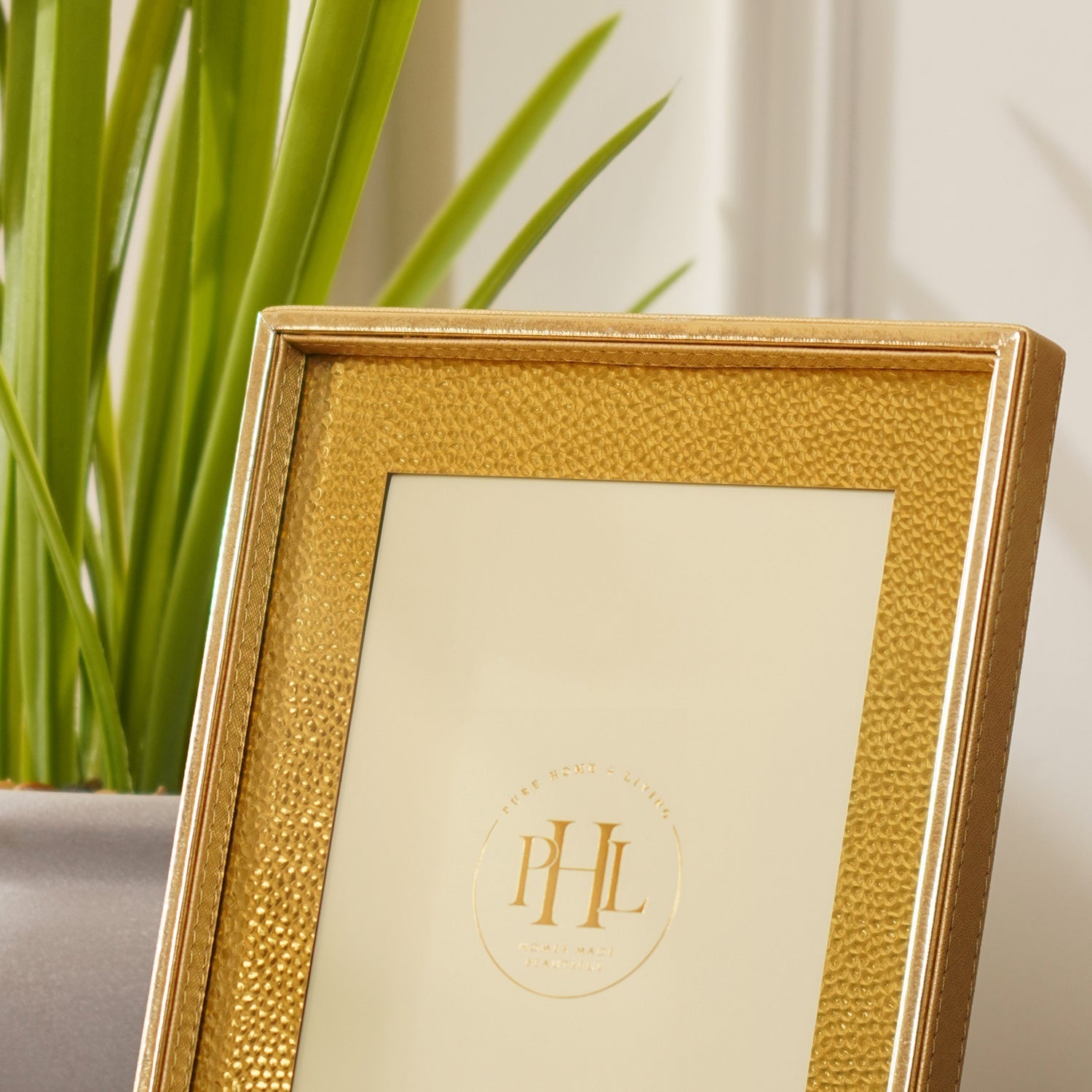 Gold Faux Leather Hammered Photo Frame