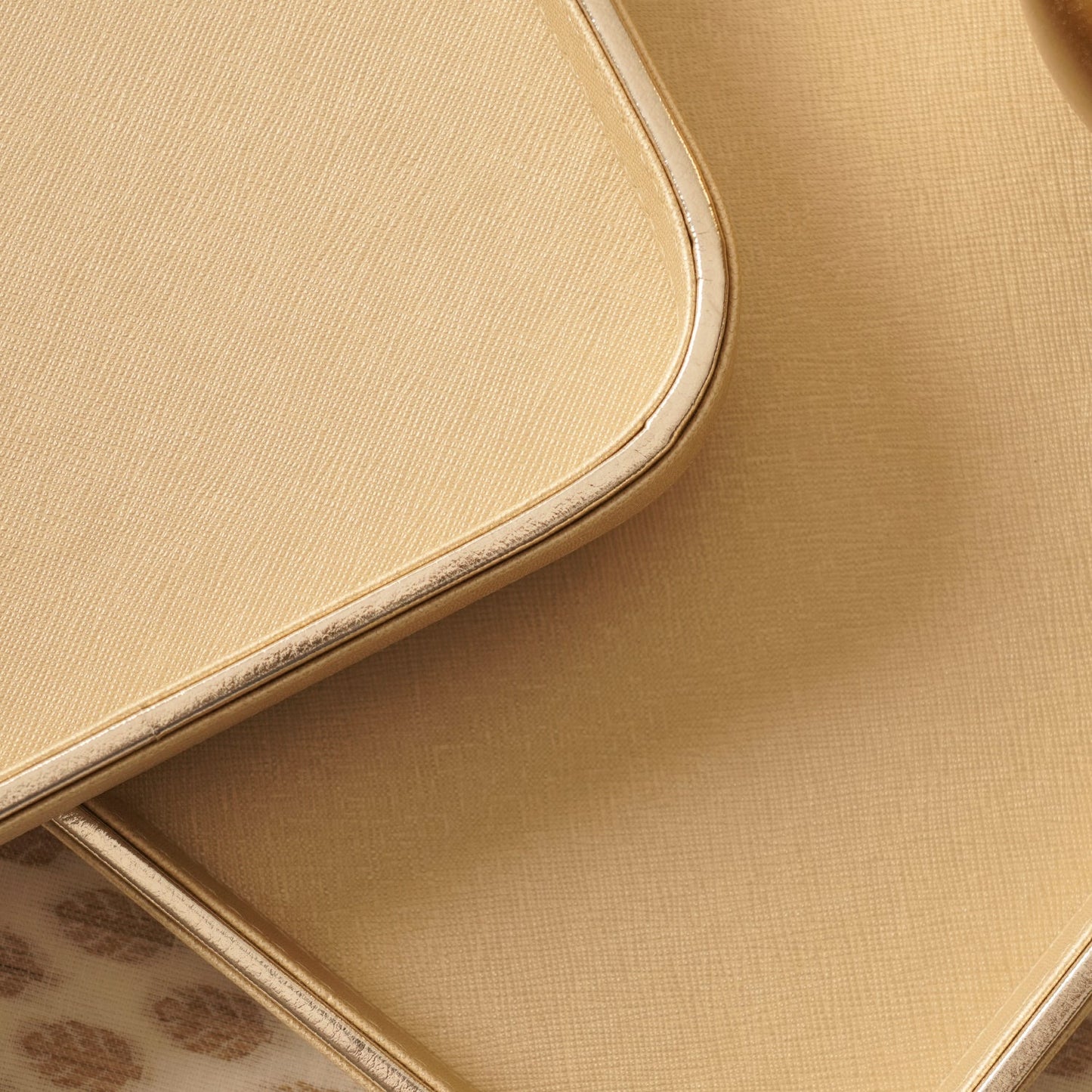 Gold Faux Leather Round Edge Platter - Small