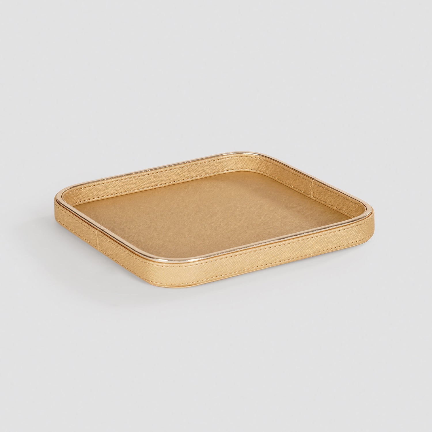 Gold Faux Leather Round Edge Platter - Small