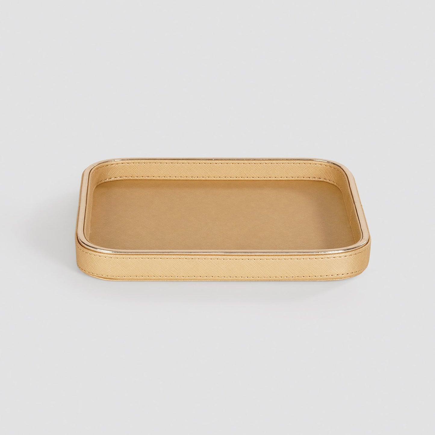 Gold Faux Leather Round Edge Platter - Small
