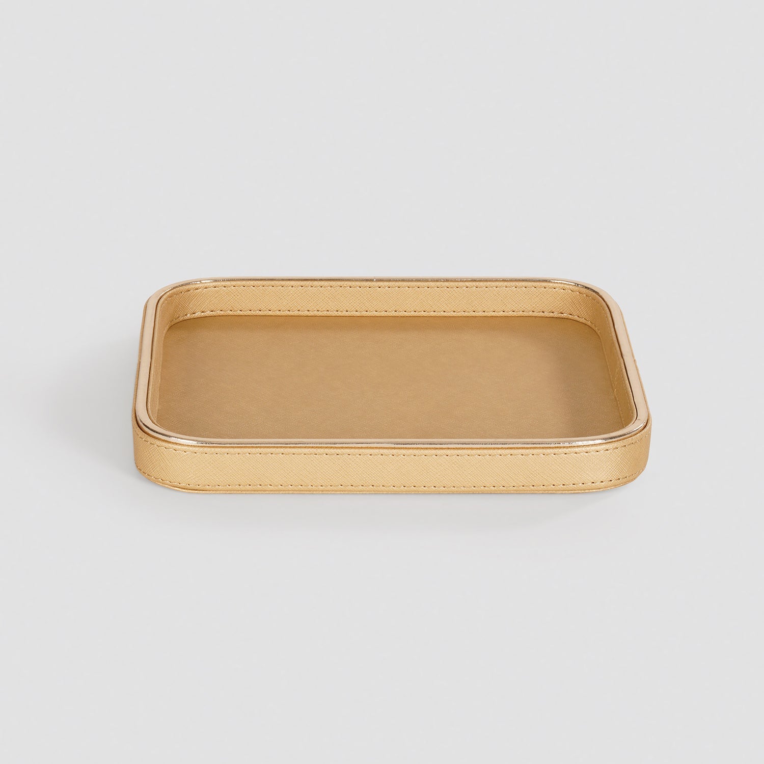 Gold Faux Leather Round Edge Platter - Small
