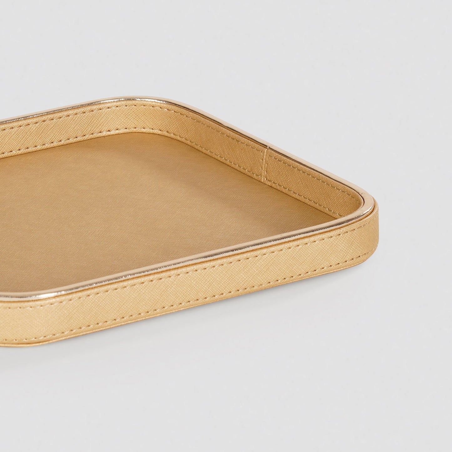 Gold Faux Leather Round Edge Platter - Small