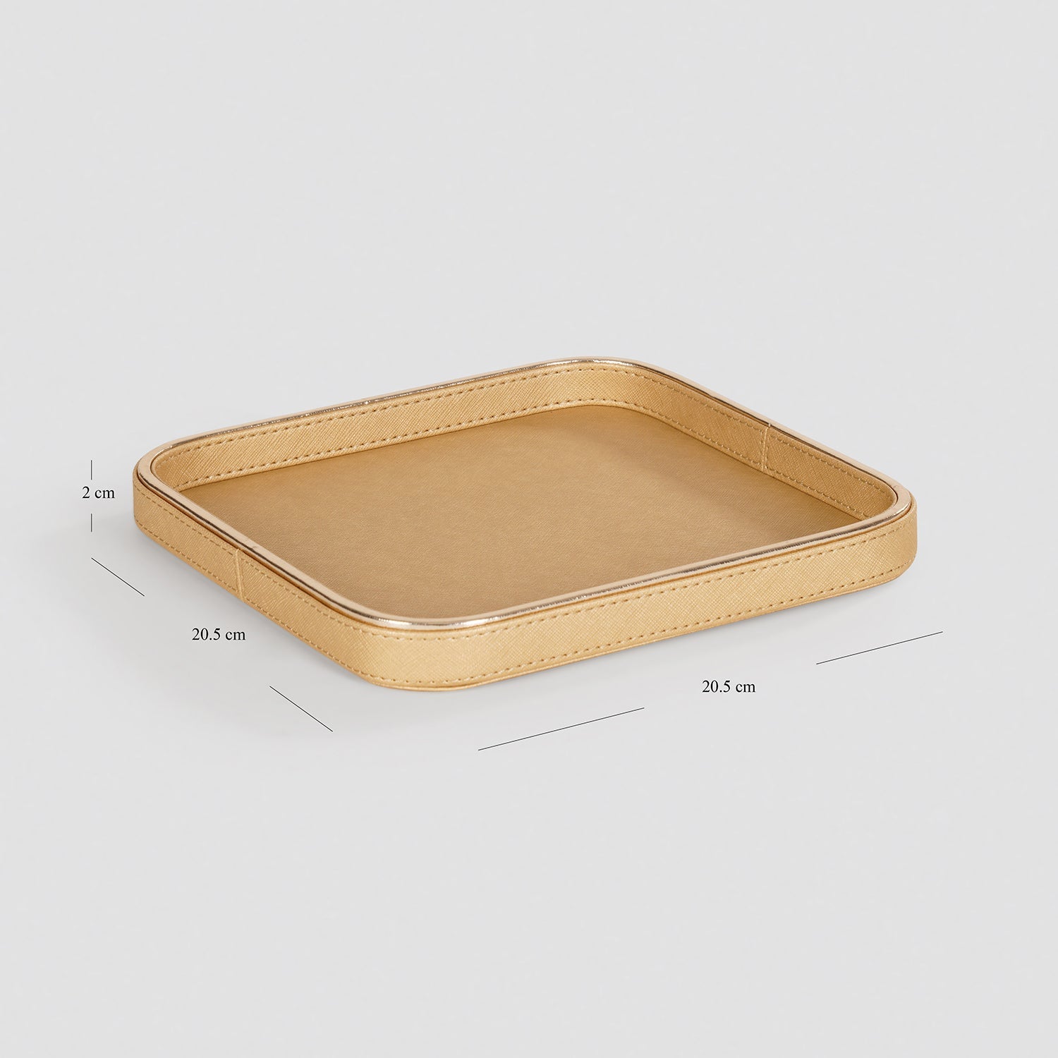Gold Faux Leather Round Edge Platter - Small