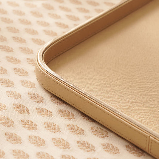 Gold Faux Leather Round Edge Platter - Large