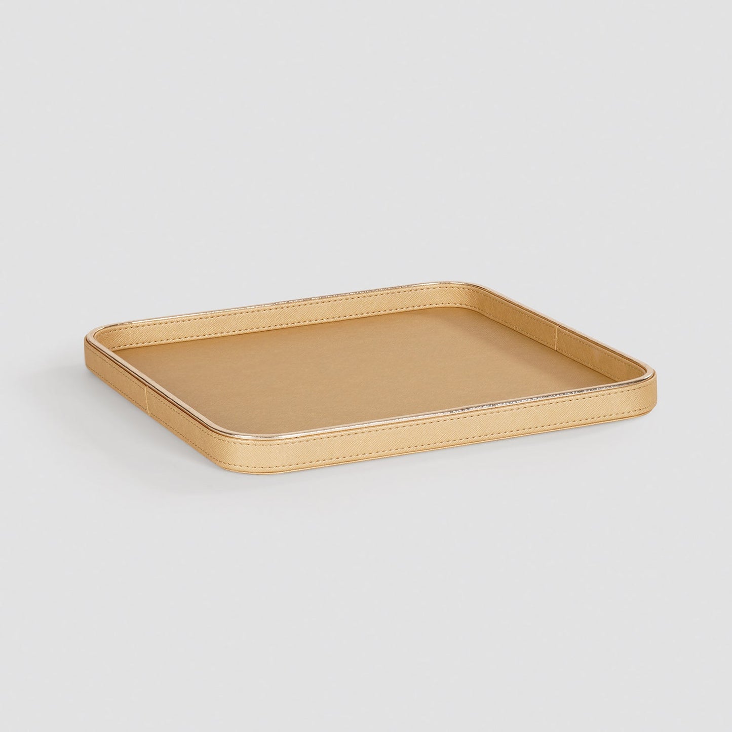 Gold Faux Leather Round Edge Platter - Large