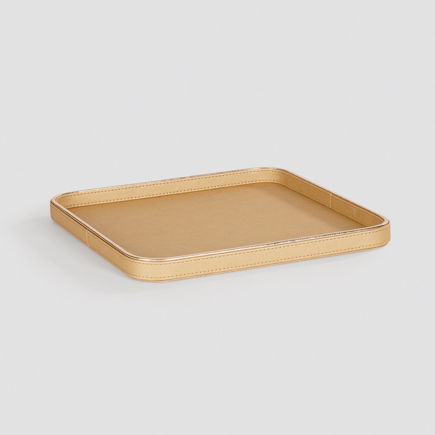 Gold Faux Leather Round Edge Platter - Large
