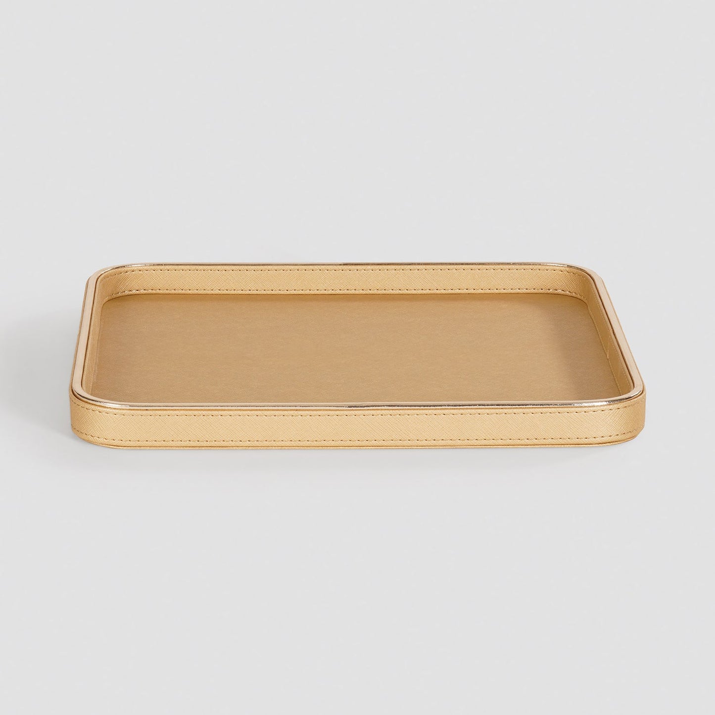 Gold Faux Leather Round Edge Platter - Large