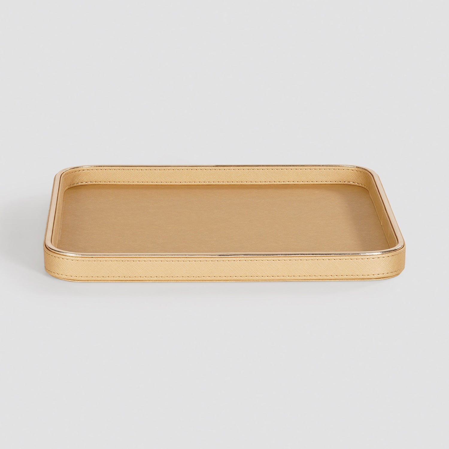 Gold Faux Leather Round Edge Platter - Large