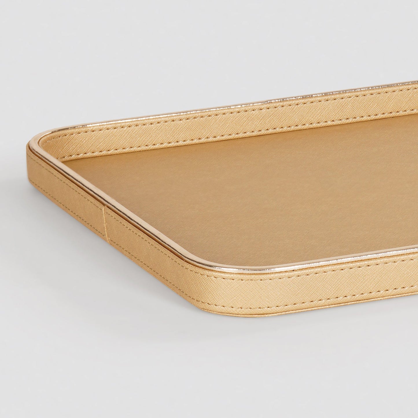 Gold Faux Leather Round Edge Platter - Large