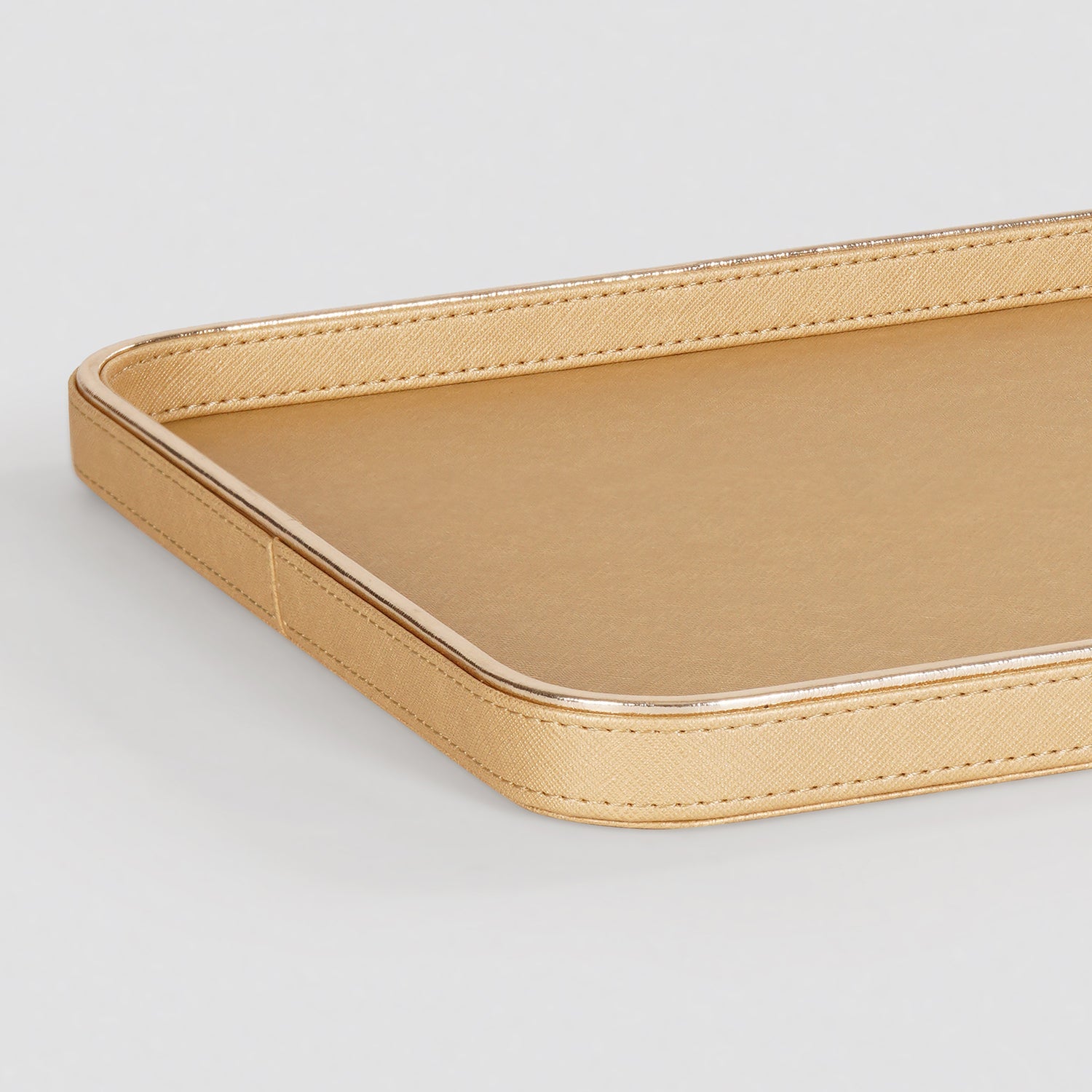 Gold Faux Leather Round Edge Platter - Large