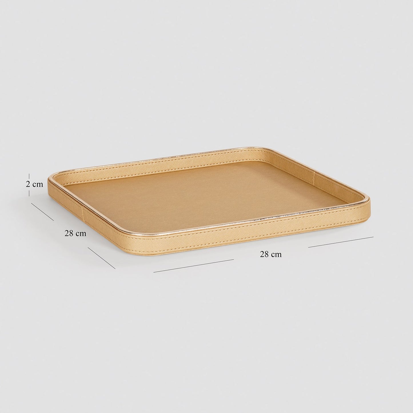 Gold Faux Leather Round Edge Platter - Large
