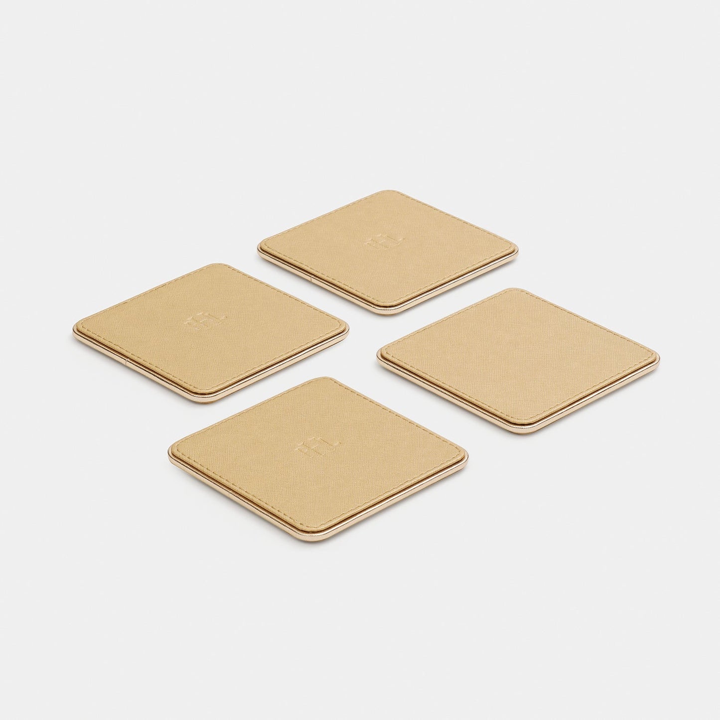 Set of 4 Gold Faux Leather Coasters
