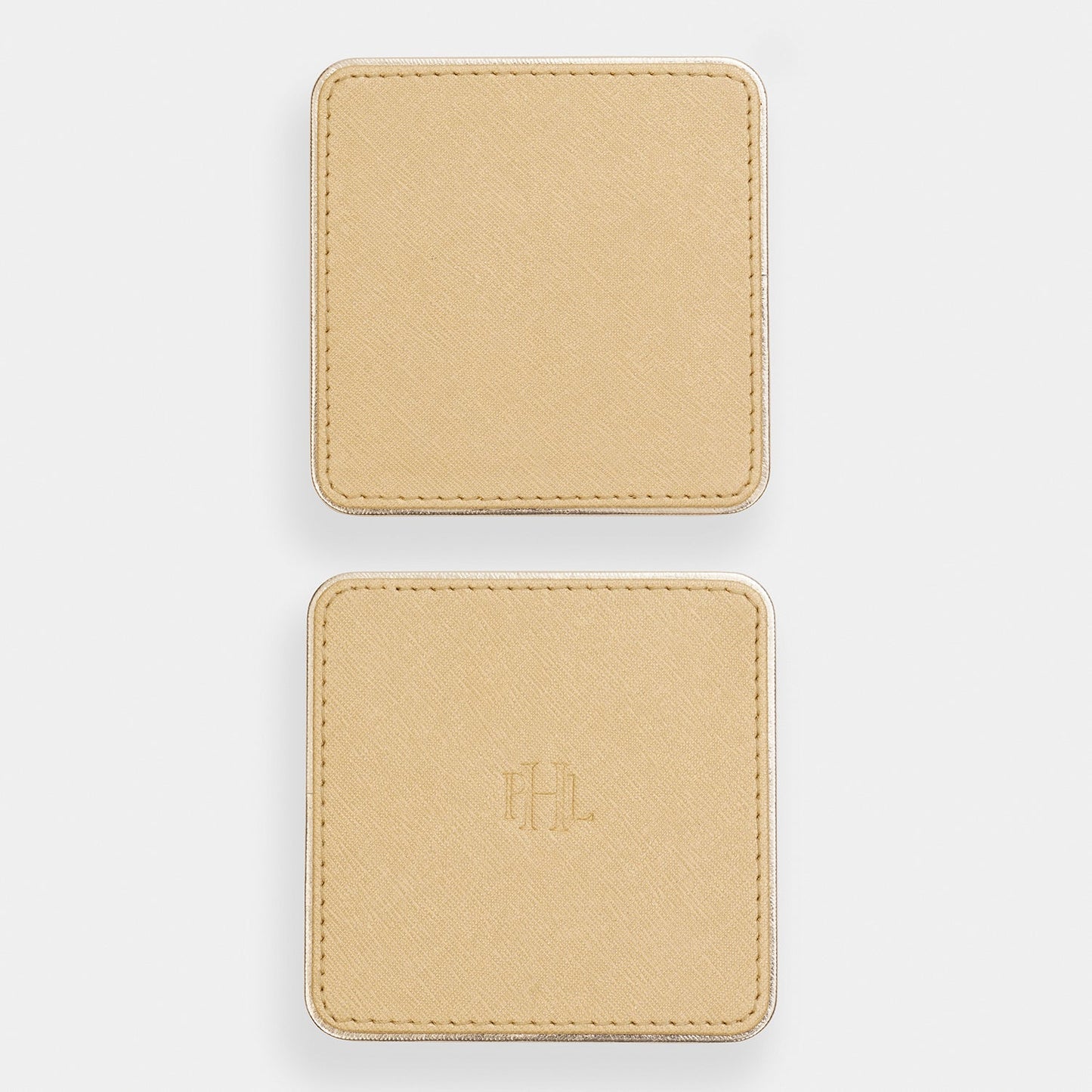 Set of 4 Gold Faux Leather Coasters