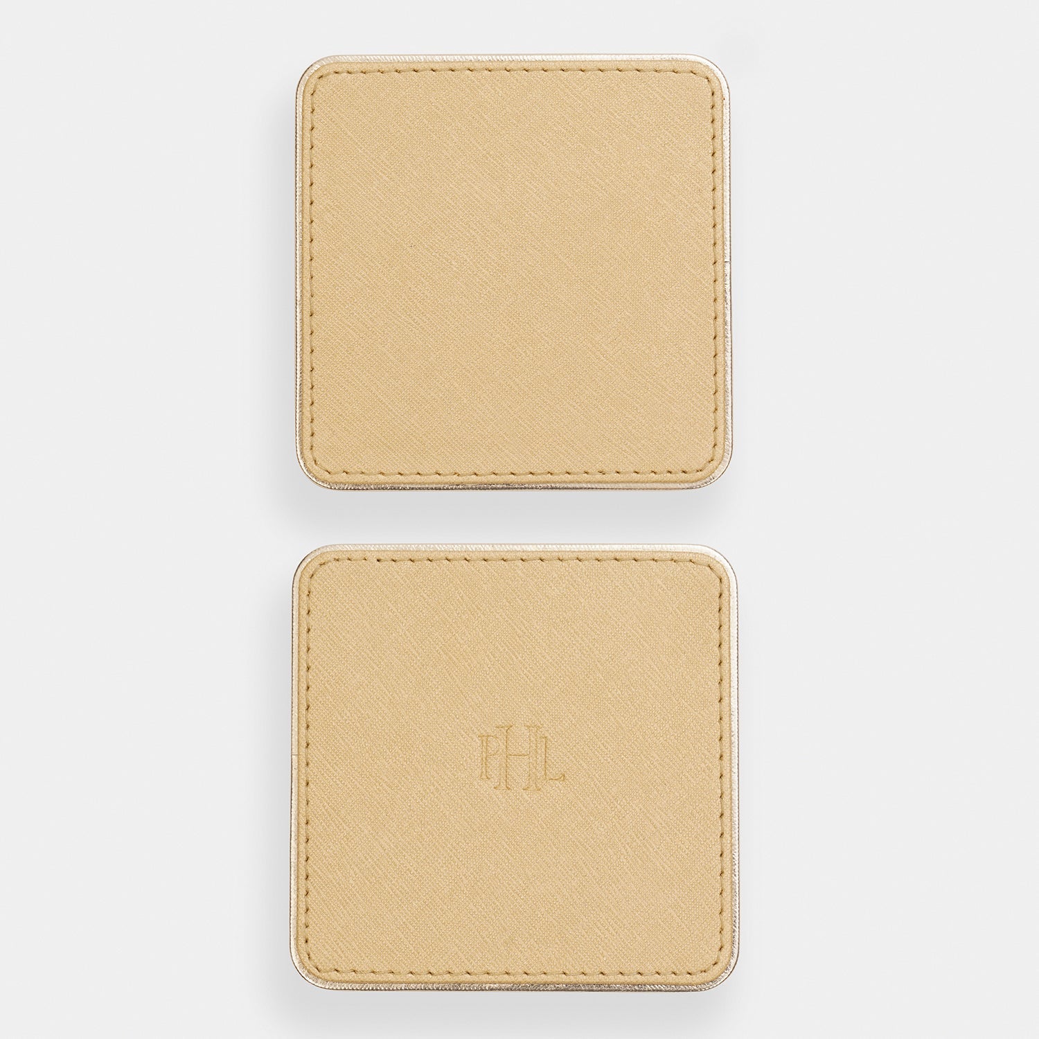 Set of 4 Gold Faux Leather Coasters
