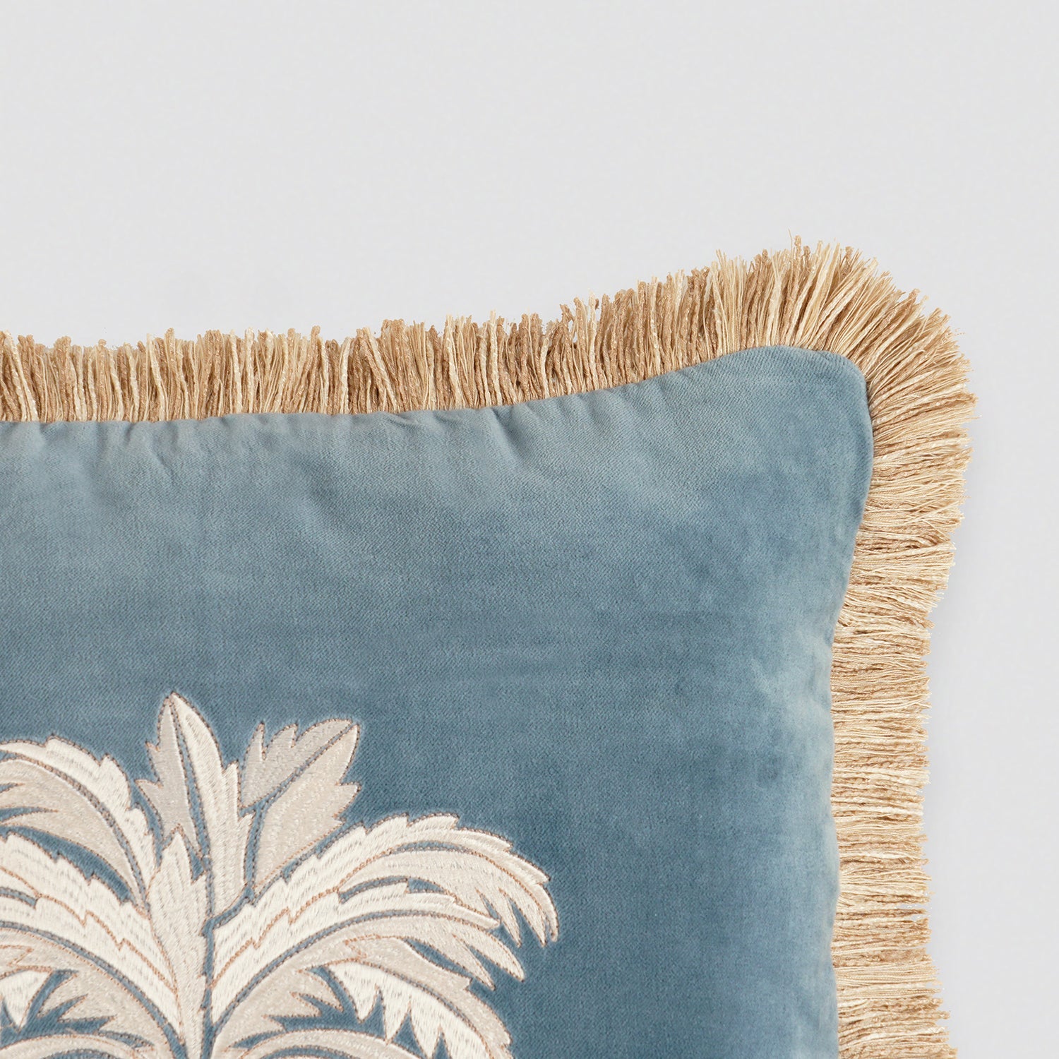 Blue Ananas Embroidered Cushion Cover