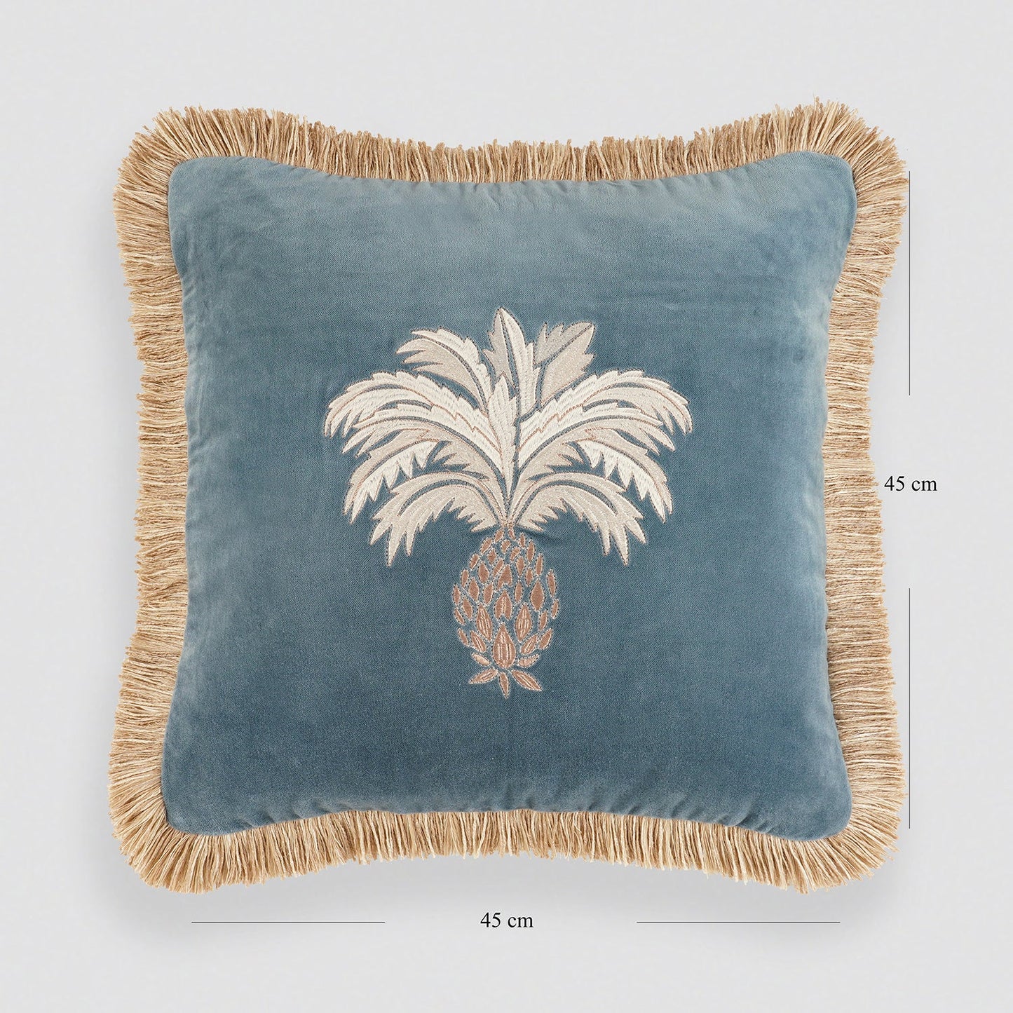 Blue Ananas Embroidered Cushion Cover