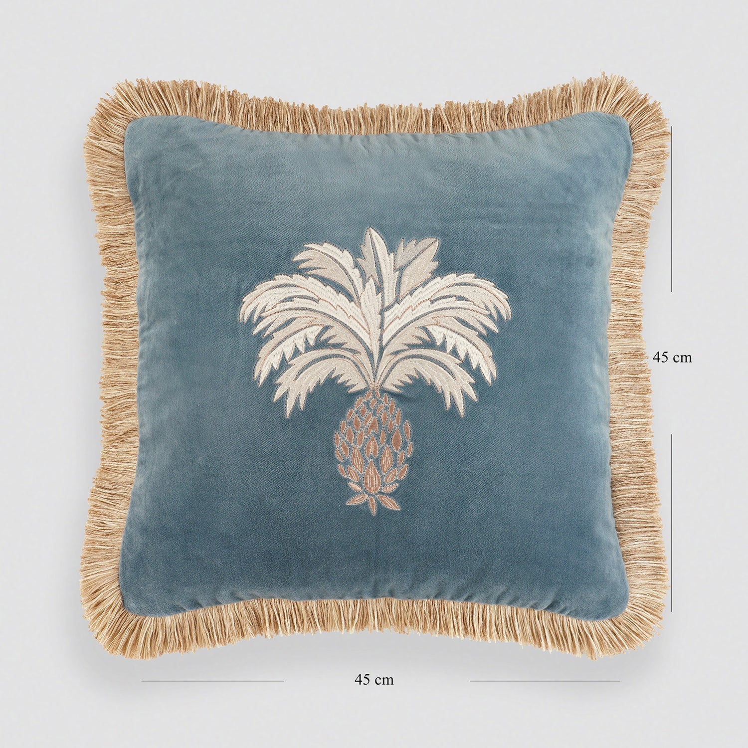 Blue Ananas Embroidered Cushion Cover