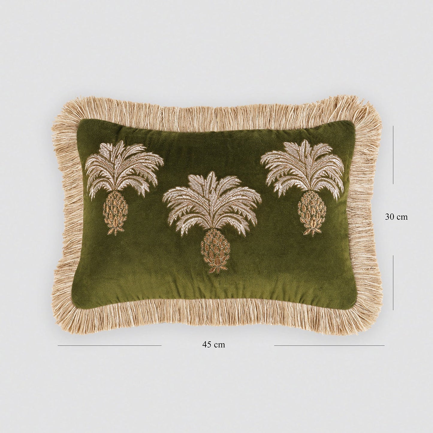 Green Ananas Embroidered Cushion Cover