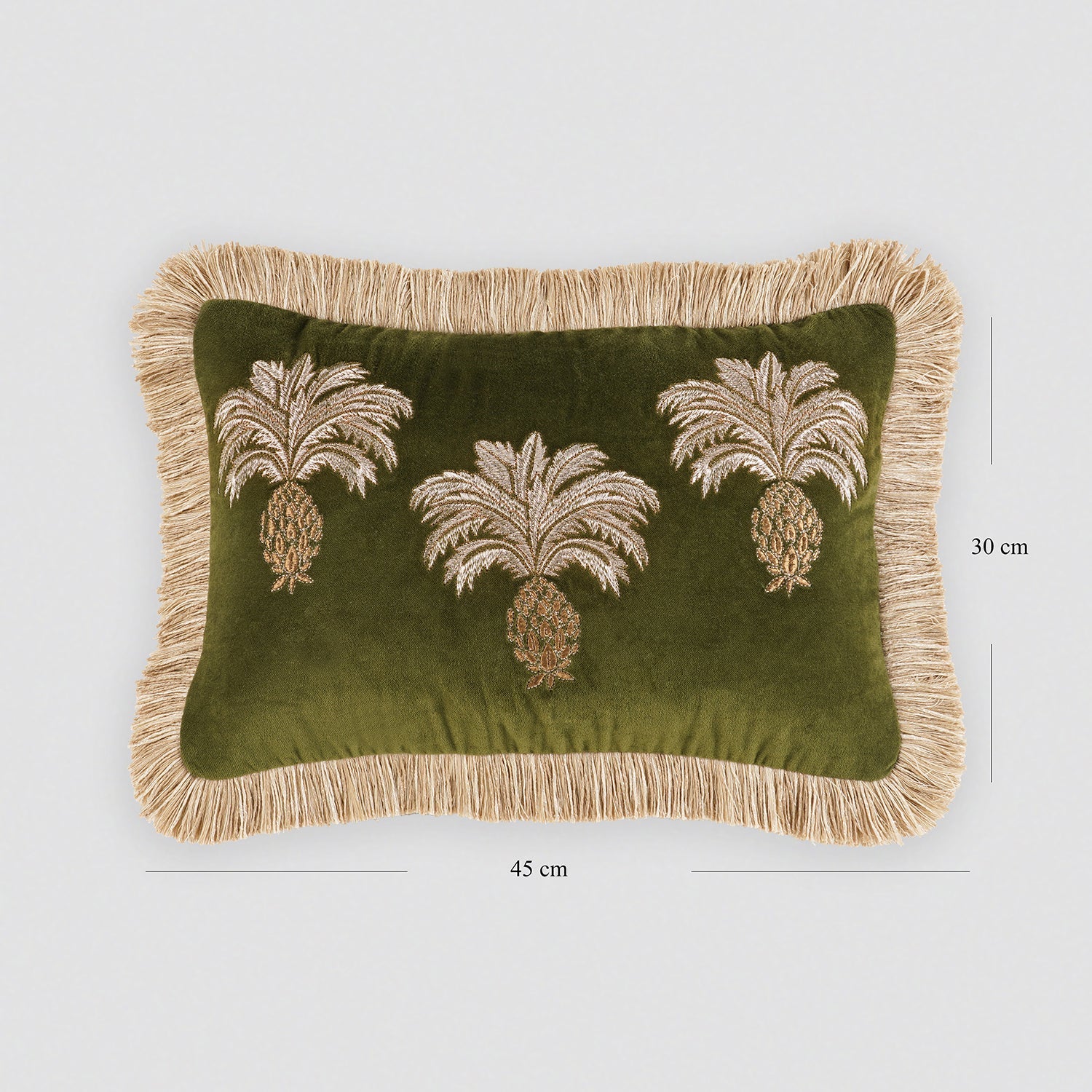 Green Ananas Embroidered Cushion Cover
