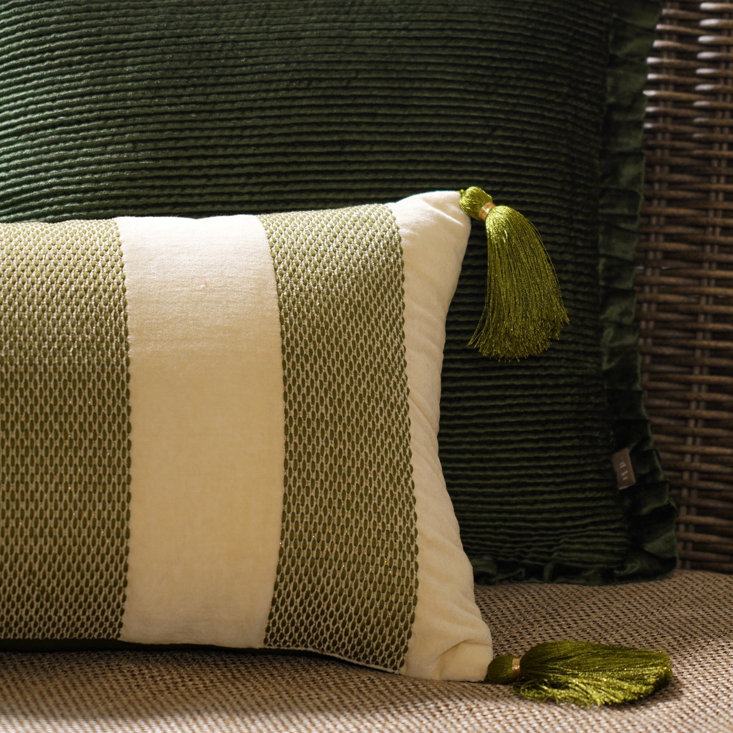Olive Stripe Cushion Cover