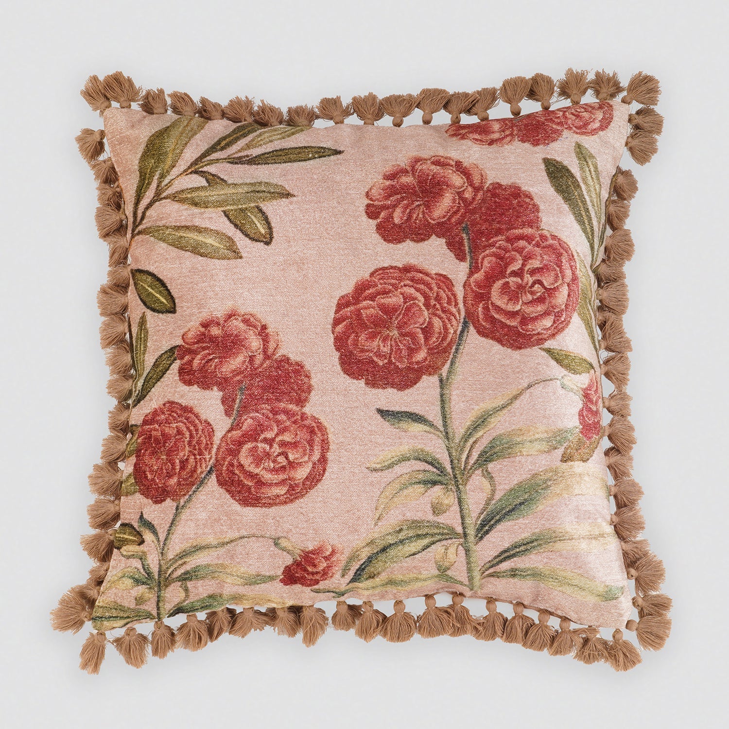 Beige and Red Jolies Fleur Cushion Cover