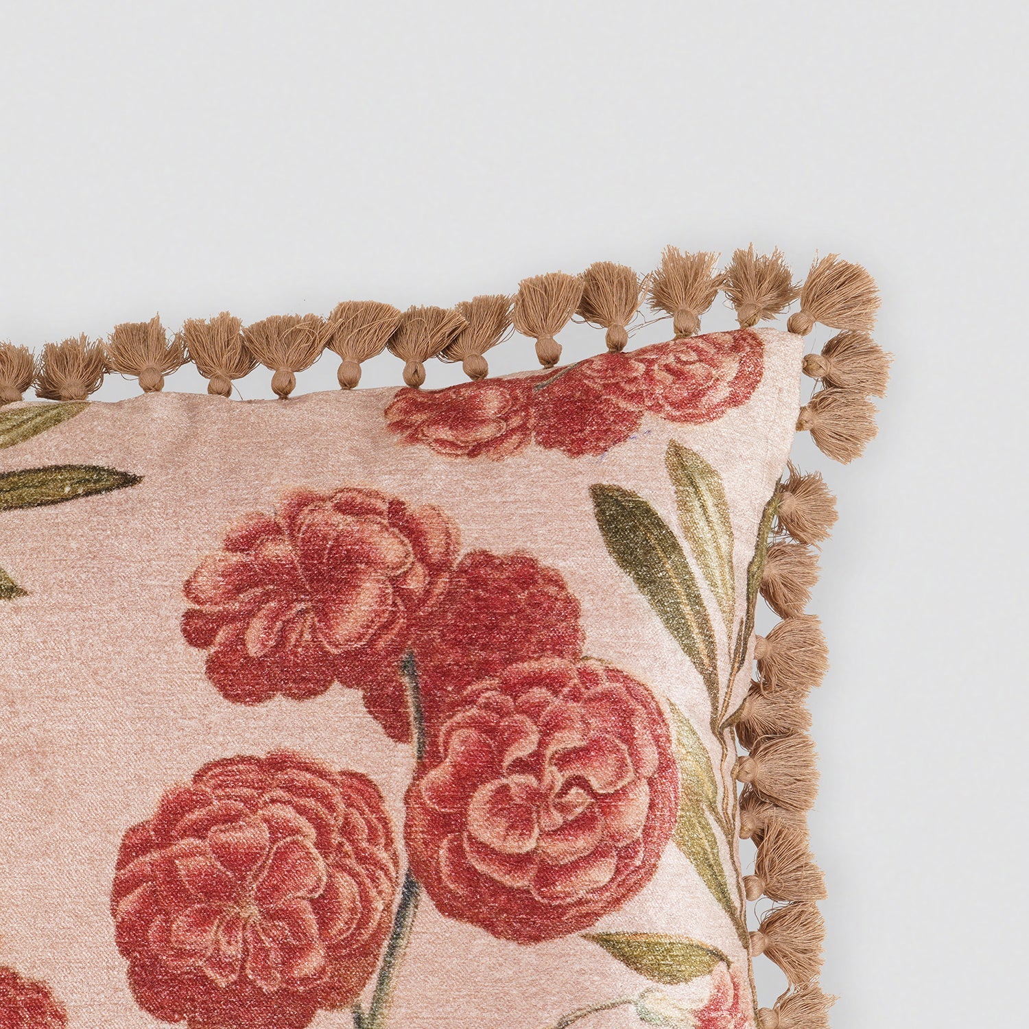 Beige and Red Jolies Fleur Cushion Cover