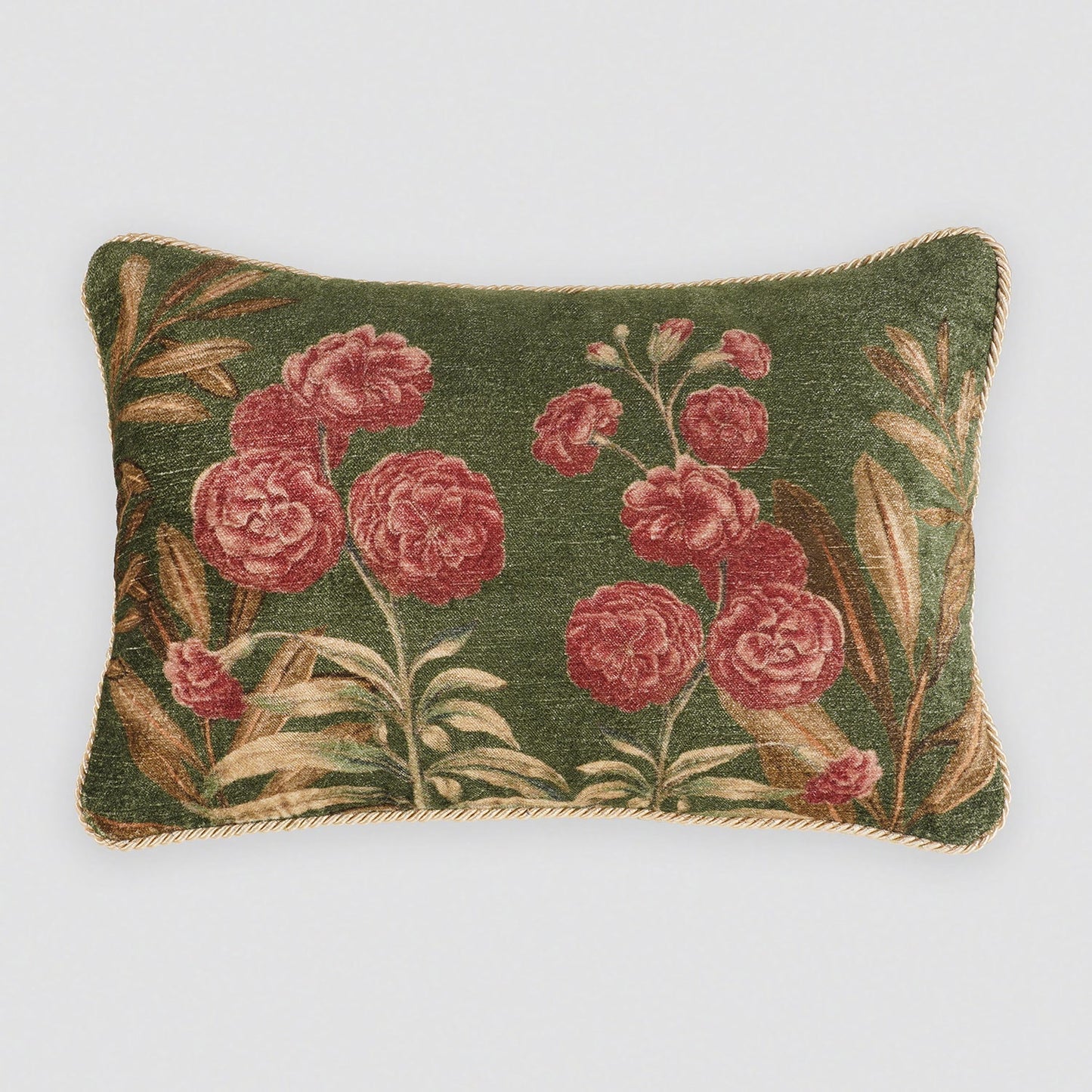 Green Jardin De Rose Cushion Cover