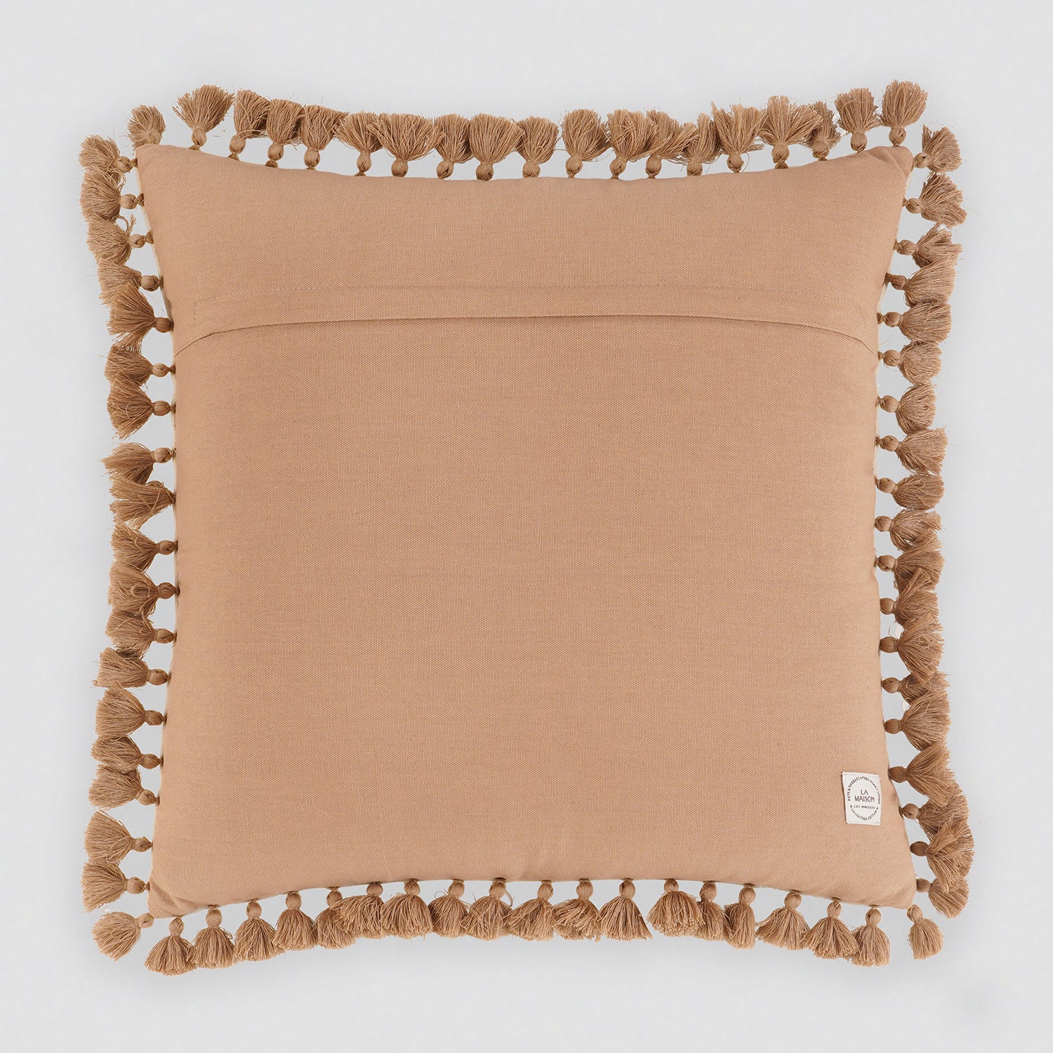 Beige Rose Embroidered Cushion Cover