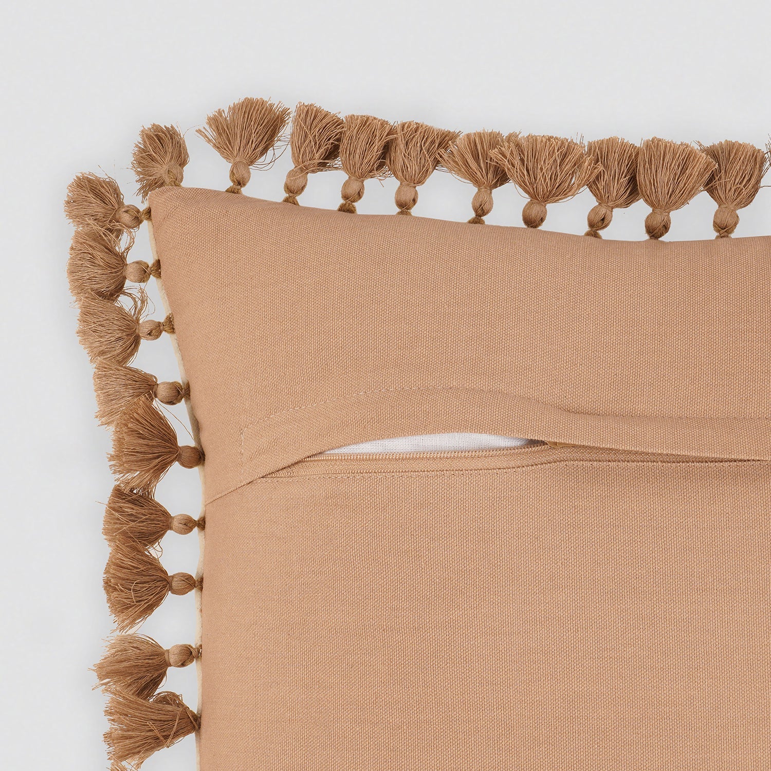 Beige Rose Embroidered Cushion Cover